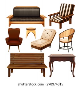 Different kinds of chairs and table