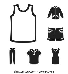 Different kinds of clothes black icons in set collection for design. Clothes and style vector symbol stock web illustration.