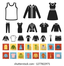 Different kinds of clothes black,flat icons in set collection for design. Clothes and style vector symbol stock web illustration.
