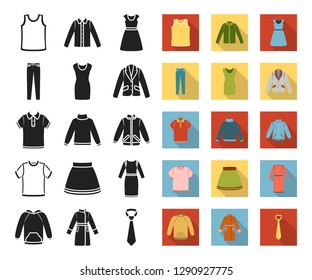 Different kinds of clothes black,flat icons in set collection for design. Clothes and style vector symbol stock web illustration.