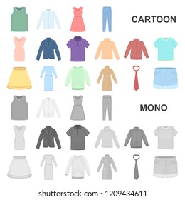 Different kinds of clothes cartoon icons in set collection for design. Clothes and style vector symbol stock web illustration.