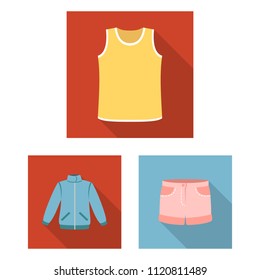 Different kinds of clothes flat icons in set collection for design. Clothes and style vector symbol stock web illustration.