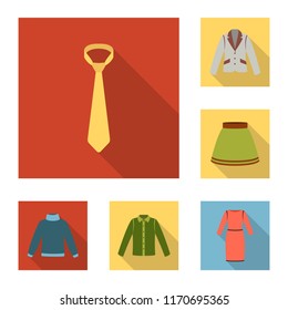 Different kinds of clothes flat icons in set collection for design. Clothes and style vector symbol stock web illustration.
