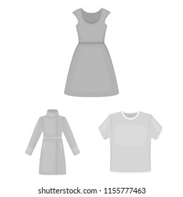 Different kinds of clothes monochrome icons in set collection for design. Clothes and style vector symbol stock web illustration.