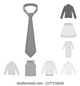 Different kinds of clothes monochrome icons in set collection for design. Clothes and style vector symbol stock web illustration.