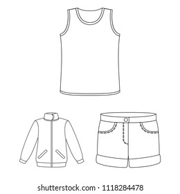 Different kinds of clothes outline icons in set collection for design. Clothes and style vector symbol stock web illustration.