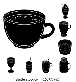 Different kinds of coffee black icons in set collection for design. Coffee drink vector symbol stock web illustration.