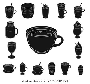 Different kinds of coffee black icons in set collection for design. Coffee drink vector symbol stock web illustration.