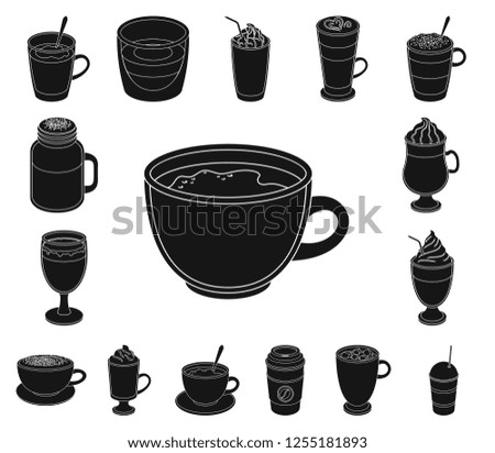 Different kinds of coffee black icons in set collection for design. Coffee drink vector symbol stock web illustration.