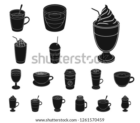 Different kinds of coffee black icons in set collection for design. Coffee drink vector symbol stock web illustration.