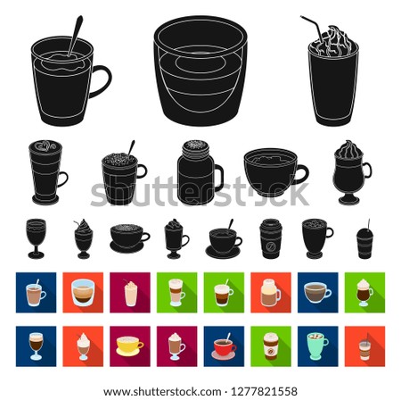 Different kinds of coffee black,flat icons in set collection for design. Coffee drink vector symbol stock web illustration.
