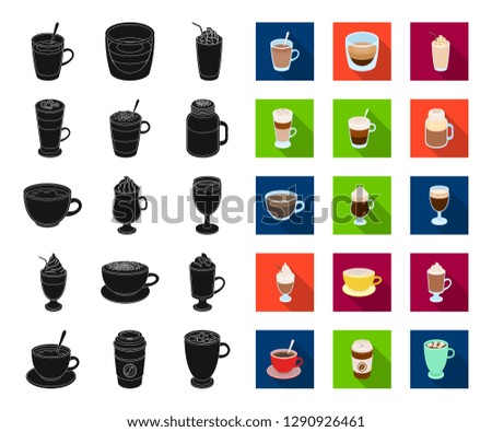 Different kinds of coffee black,flat icons in set collection for design. Coffee drink vector symbol stock web illustration.