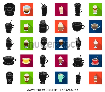 Different kinds of coffee black,flat icons in set collection for design. Coffee drink vector symbol stock web illustration.