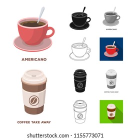 Different kinds of coffee cartoon,black,flat,monochrome,outline icons in set collection for design. Coffee drink vector symbol stock web illustration.