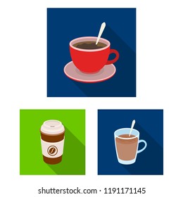 Different kinds of coffee flat icons in set collection for design. Coffee drink vector symbol stock web illustration.
