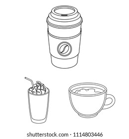 Different kinds of coffee outline icons in set collection for design. Coffee drink vector symbol stock web illustration.
