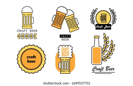 Variedad de cerveza artesanal con títulos para el logo de la cervecería