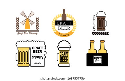 Cerveza artesanal con títulos para cervecería o logotipo