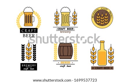 Different kinds of craft beer with titles for brewery or menu
