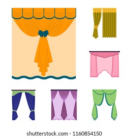 Different kinds of curtains cartoon icons in set collection for design. Curtains and lambrequins vector symbol stock web illustration.