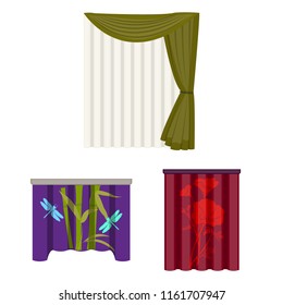 Different kinds of curtains cartoon icons in set collection for design. Curtains and lambrequins vector symbol stock web illustration.