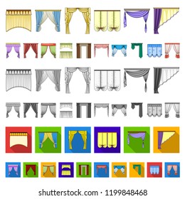 Different kinds of curtains cartoon icons in set collection for design. Curtains and lambrequins vector symbol stock web illustration.