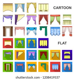 Different kinds of curtains cartoon icons in set collection for design. Curtains and lambrequins vector symbol stock web illustration.
