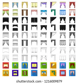 Different kinds of curtains cartoon icons in set collection for design. Curtains and lambrequins vector symbol stock web illustration.
