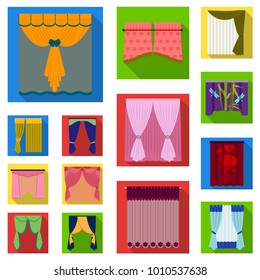 Different kinds of curtains flat icons in set collection for design. Curtains and lambrequins vector symbol stock web illustration.