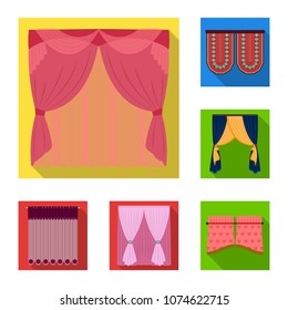 Different kinds of curtains flat icons in set collection for design. Curtains and lambrequins vector symbol stock web illustration.