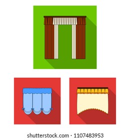 Different kinds of curtains flat icons in set collection for design. Curtains and lambrequins vector symbol stock web illustration.