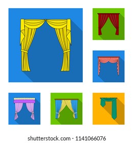 Different kinds of curtains flat icons in set collection for design. Curtains and lambrequins vector symbol stock web illustration.