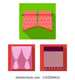 Different kinds of curtains flat icons in set collection for design. Curtains and lambrequins vector symbol stock web illustration.