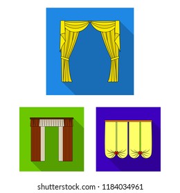 Different kinds of curtains flat icons in set collection for design. Curtains and lambrequins vector symbol stock web illustration.