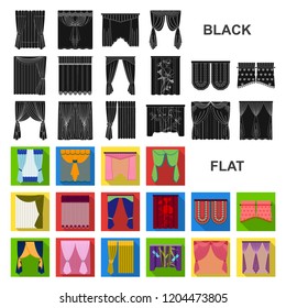 Different kinds of curtains flat icons in set collection for design. Curtains and lambrequins vector symbol stock web illustration.