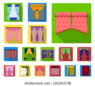 Different kinds of curtains flat icons in set collection for design. Curtains and lambrequins vector symbol stock web illustration.