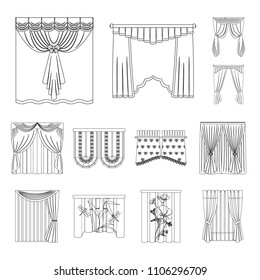 Different Kinds Curtains Outline Icons Set Stock Vector (Royalty Free ...