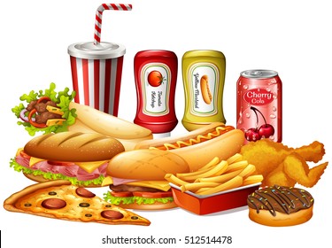 Different kinds of fastfood