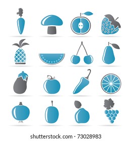 Different kinds of fruits and Vegetable icons - vector icon set