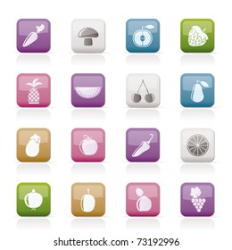 Different kinds of fruits and Vegetable icons - vector icon set