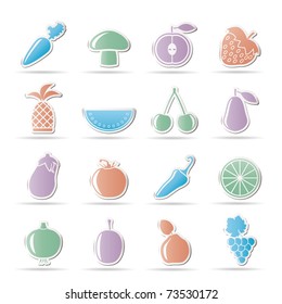 Different kinds of fruits and Vegetable icons - vector icon set