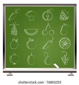Different kinds of fruits and Vegetable icons - vector icon set