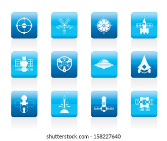 different kinds of future spacecraft icons - vector icon set