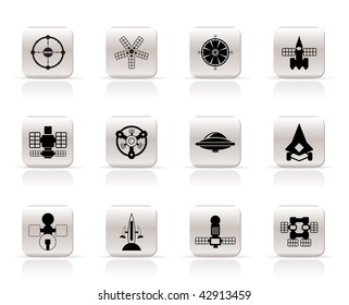 different kinds of future spacecraft icons - vector icon set