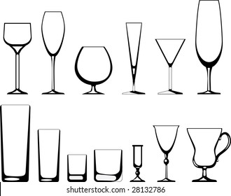 Different kinds of glass-wares