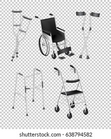 Different kinds of handicap equipments illustration