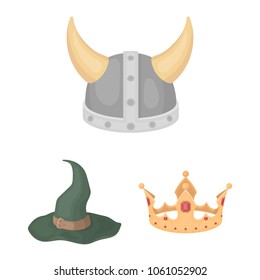 Different kinds of hats cartoon icons in set collection for design.Headdress vector symbol stock web illustration.