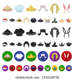 Different kinds of hats cartoon icons in set collection for design. Headdress vector symbol stock web illustration.