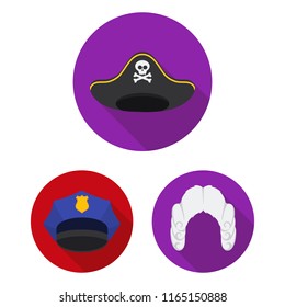Different kinds of hats flat icons in set collection for design.Headdress vector symbol stock web illustration.