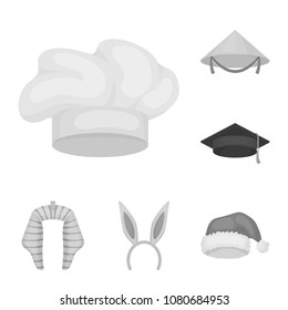 Different kinds of hats monochrome icons in set collection for design.Headdress vector symbol stock web illustration.